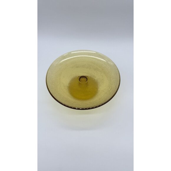 Vintage Imperial Glass Amber Gold Pedestal Textured Cake Plate, Fruit Platter - Picture 3 of 12